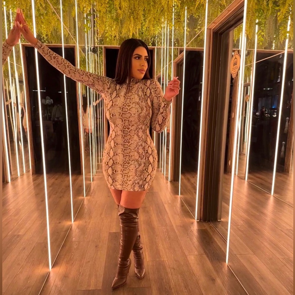 naked wardrobe turtleneck long sleeve dress